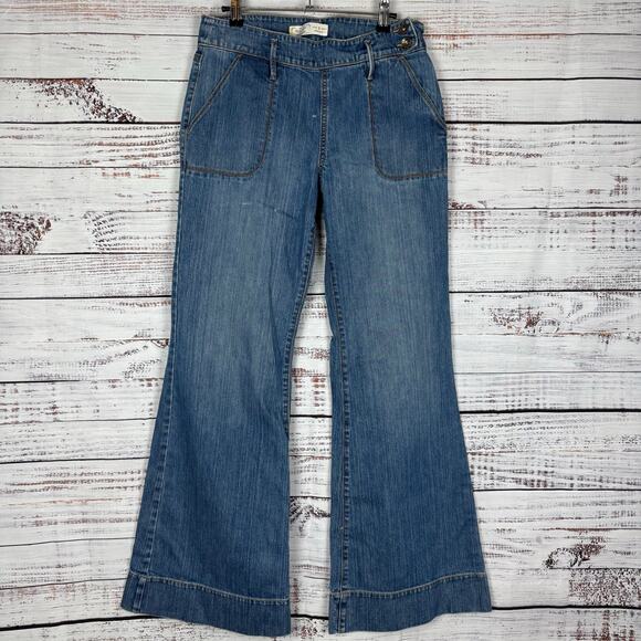 Old Navy vintage jeans size 8 denim flare leg deep pockets high Rise Jeans - Picture 1 of 5